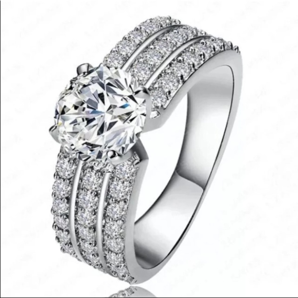 925 Silver White Sapphire Ring